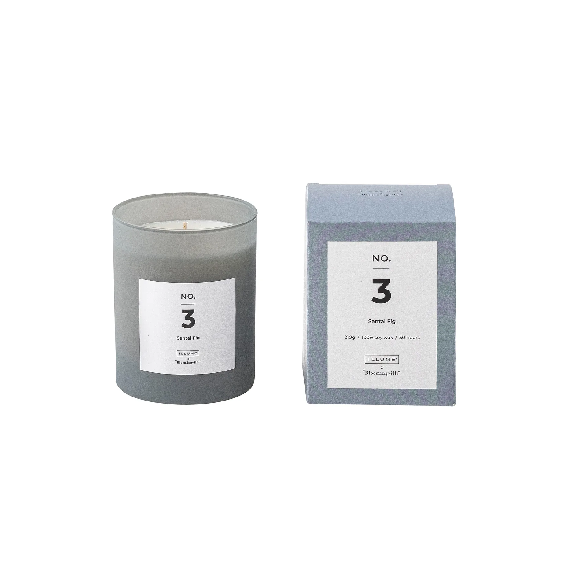 NO. 3 Santal Fig duftlys, 200 g + Giftboks Illume x Bloomingville