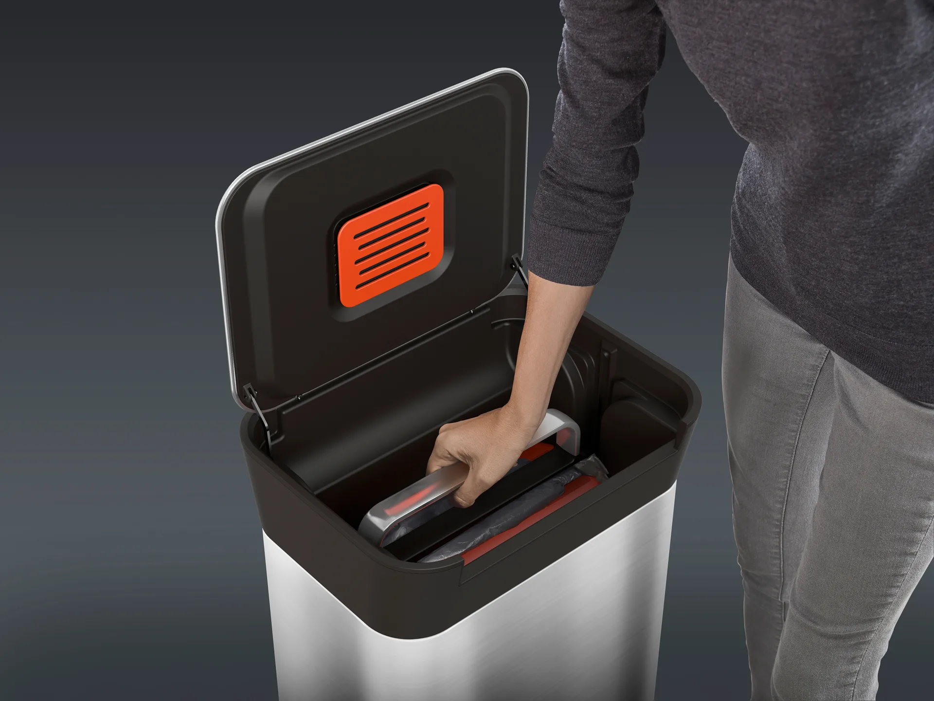 Joseph Joseph Titantrash compactor pedalbøtte 30 L, Stainless steel Joseph Joseph