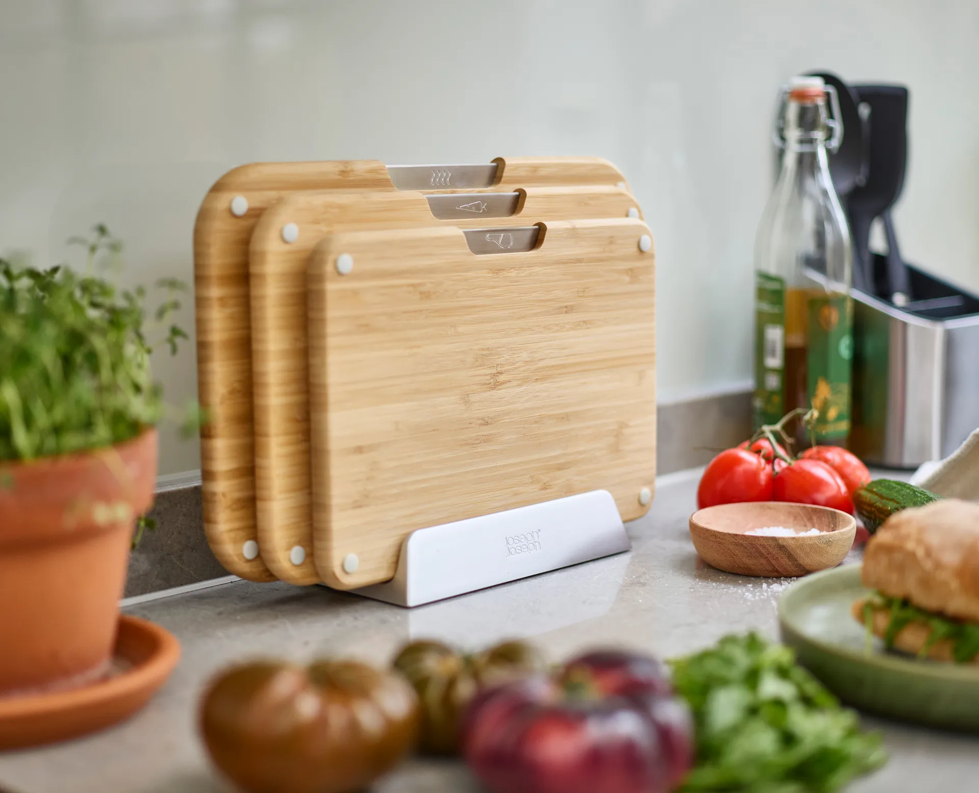 Nest skjærefjøl 3 deler, Bambus Joseph Joseph