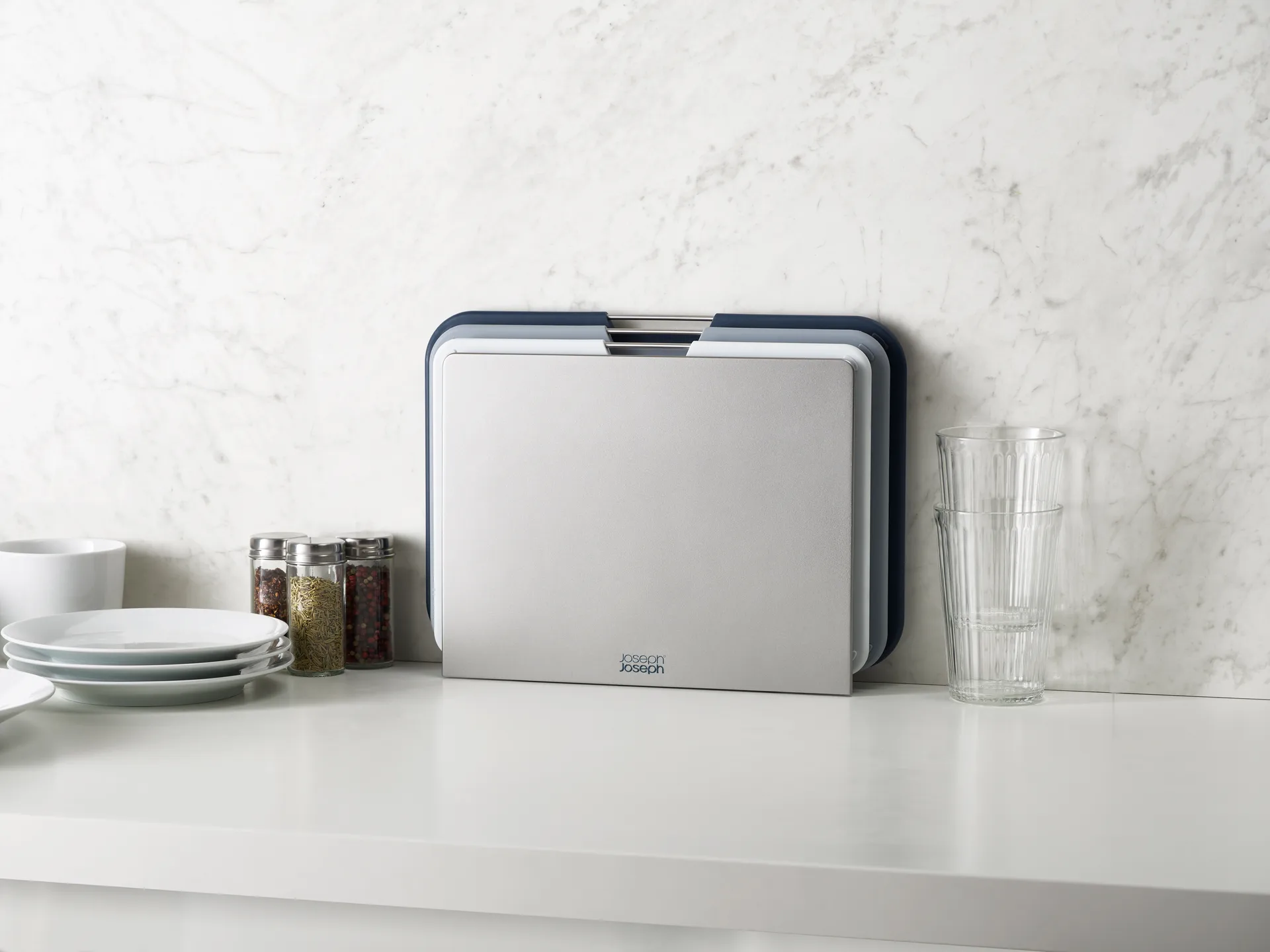 Nest skjærefjøl large 3 deler, Grå Joseph Joseph