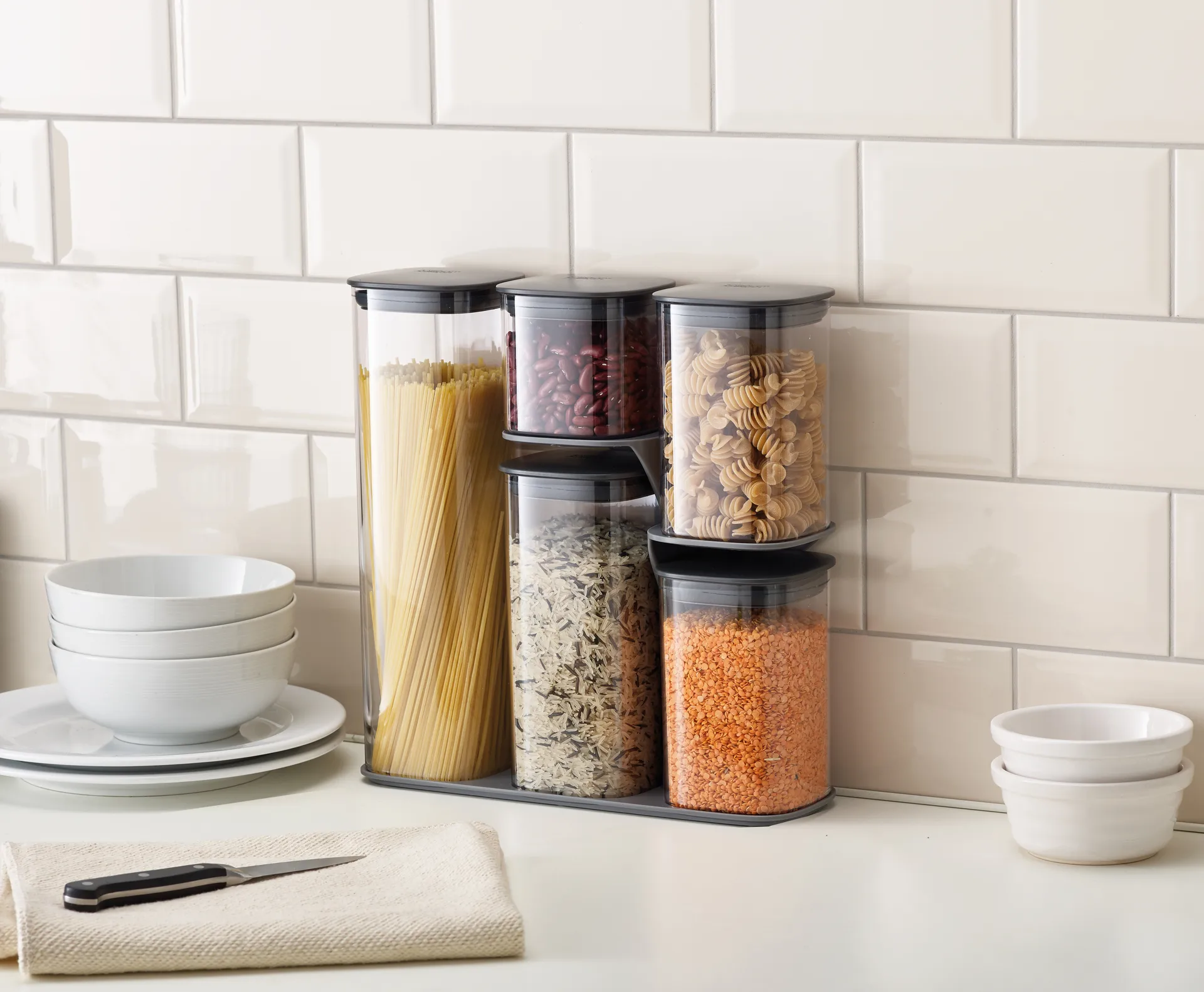 Podium oppbevaringsboks 5 deler, Grå Joseph Joseph