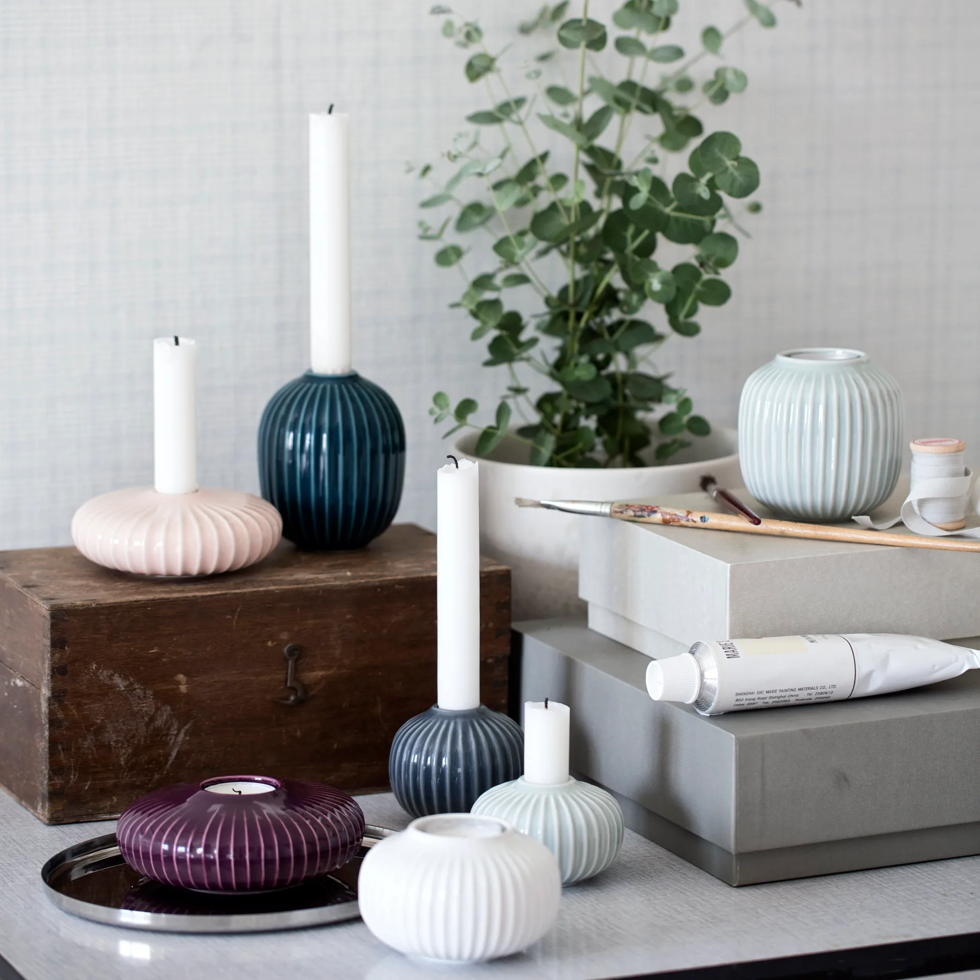 Hammershøi telysholder medium, hvit Kähler