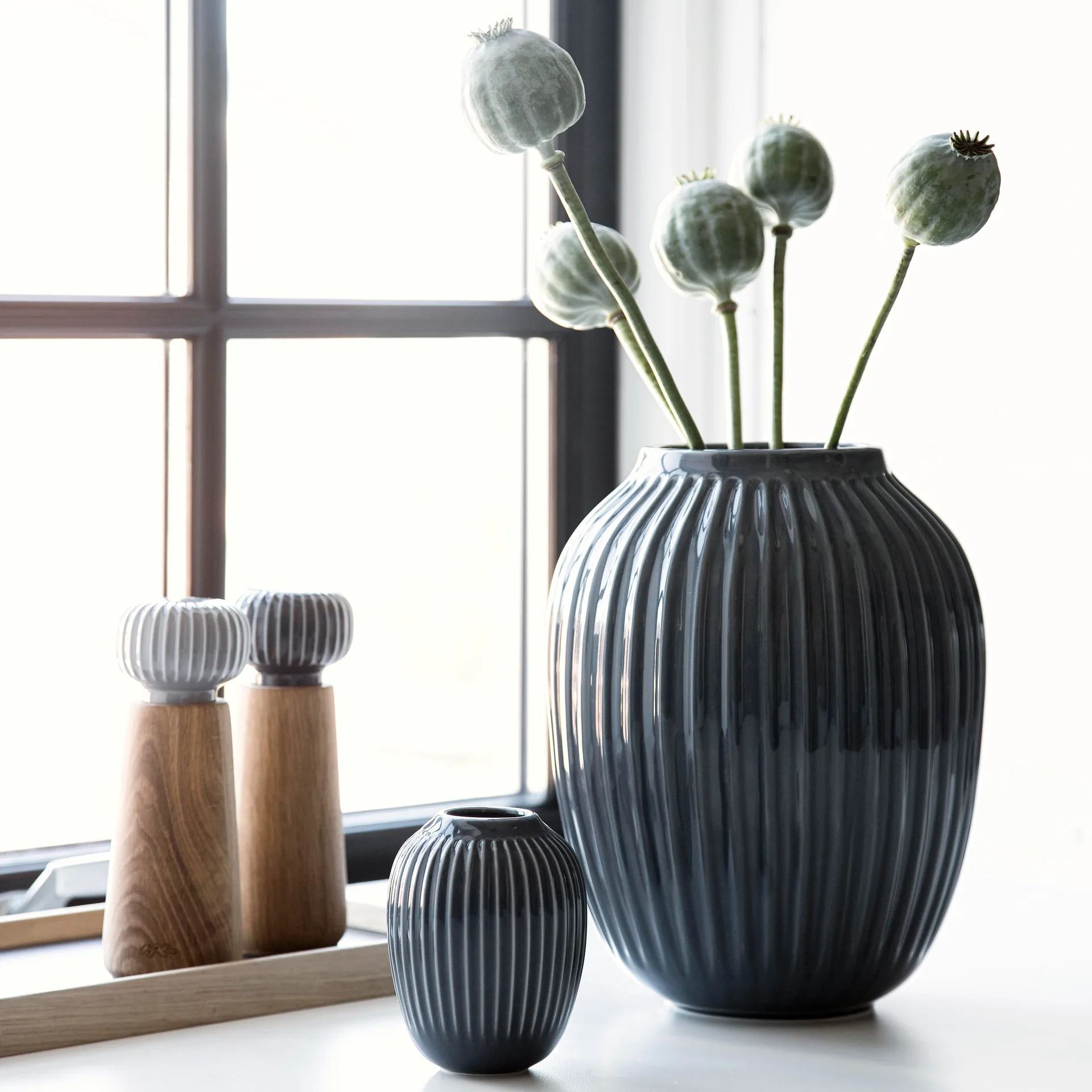 Hammershøi vase, Antrasittgrå, mini 10 cm Kähler