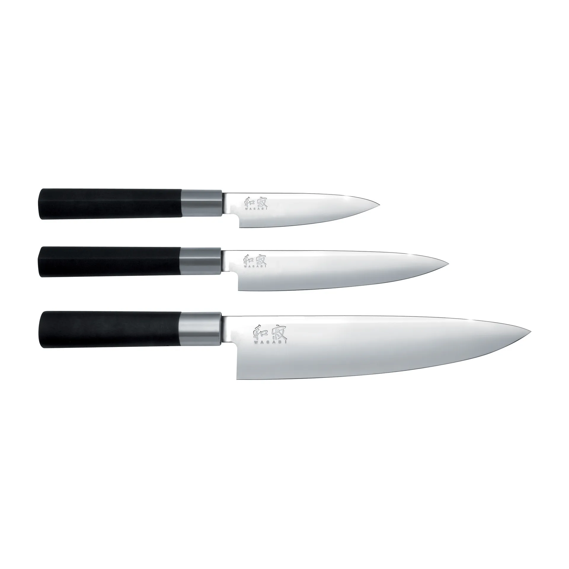 Kai Wasabi Black kokkeniv og 2 universalkniver sett, 3 deler KAI