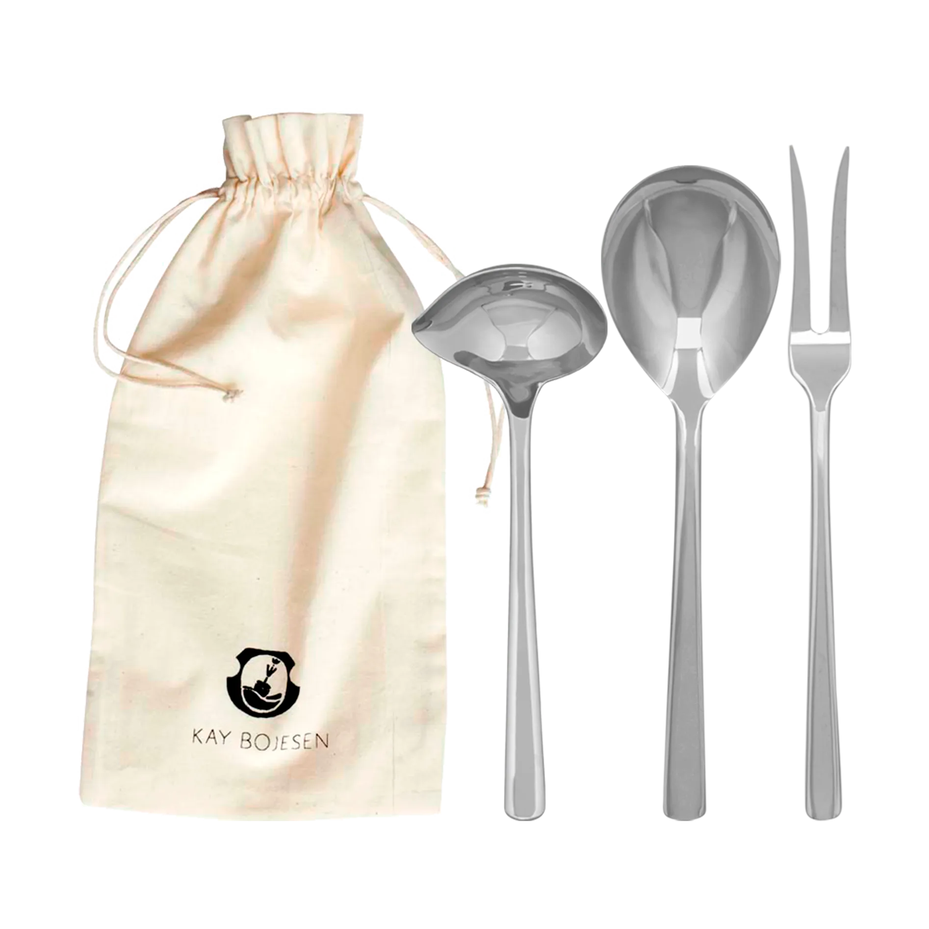 Grand Prix serveringssett 3 deler, Polished steel Kay Bojesen