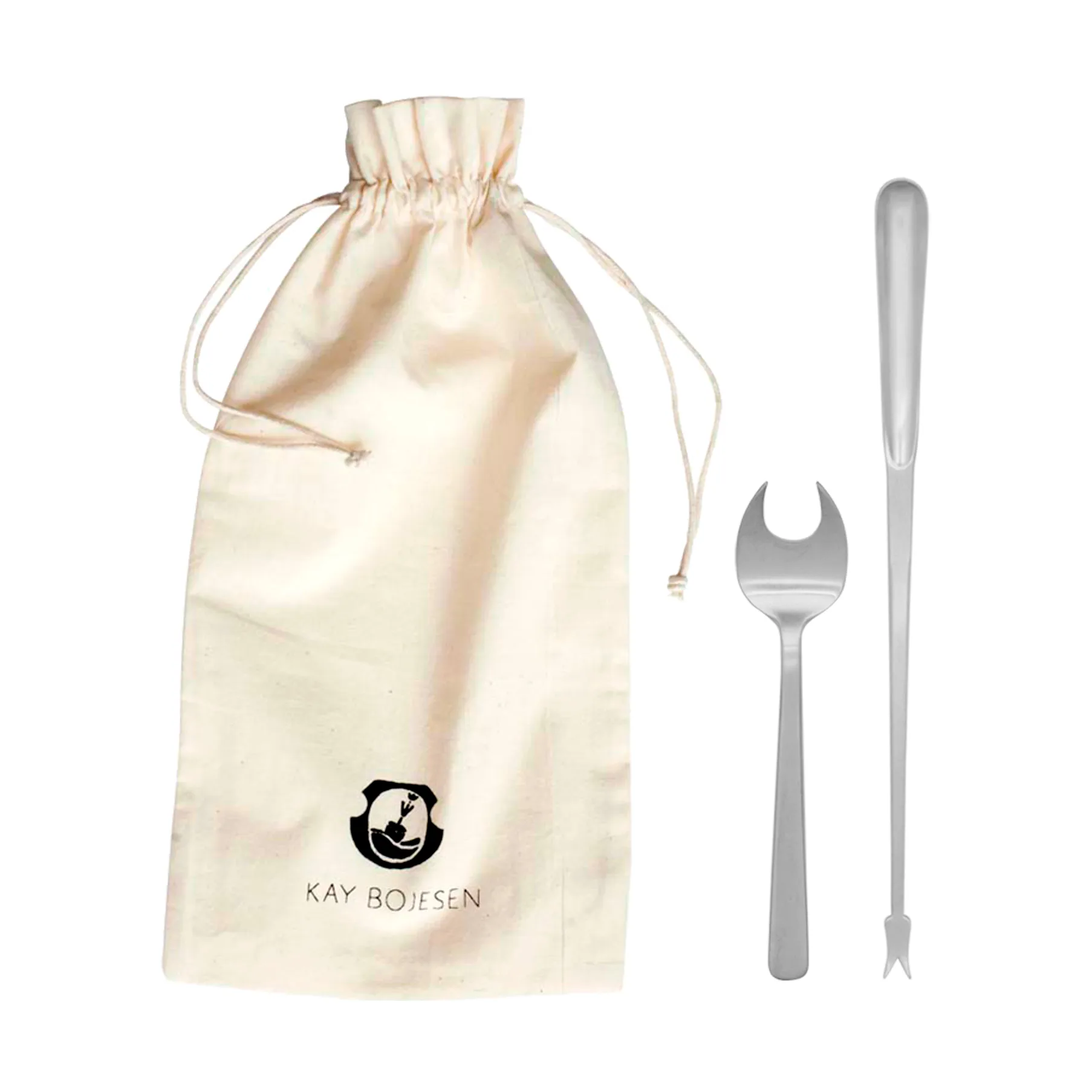 Grand Prix skalldyrbestikk 8 deler, Matte steel Kay Bojesen