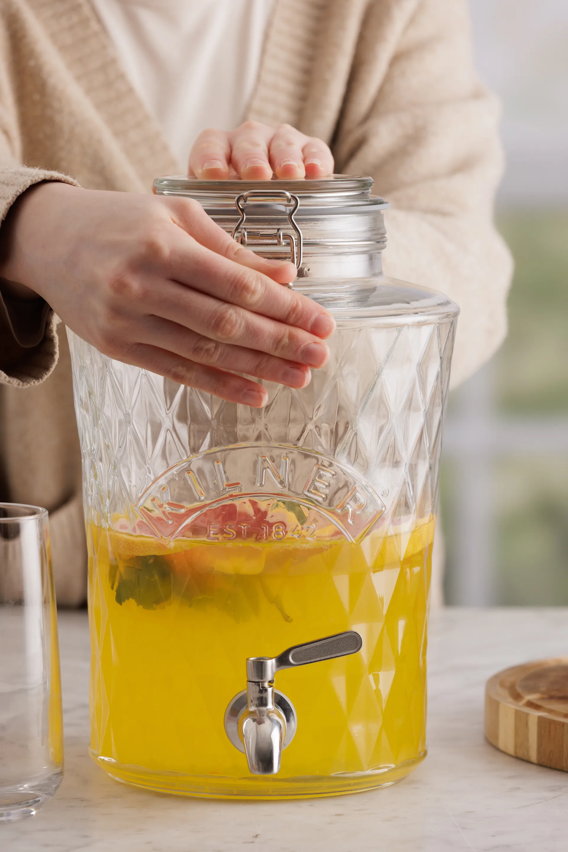 Kilner DIAMANT drikkedispenser med tappkran, Klar, 5 L Kilner