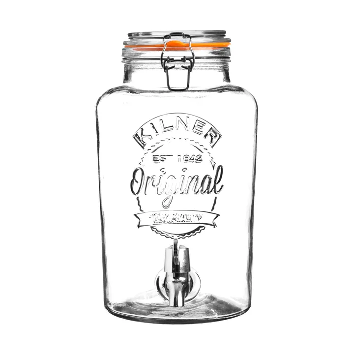 Kilner drikkedispenser med tappekran - Klar-rustfritt stål, 8 L - Kilner