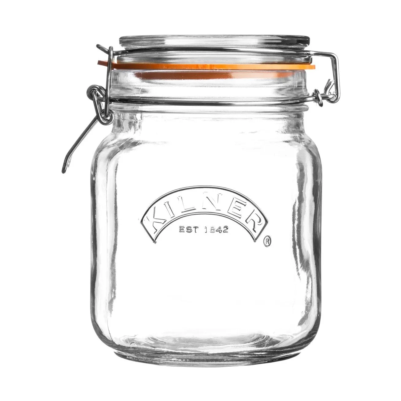 Kilner firkantet konserveringsglass med bøyle, Klar, 1 L Kilner