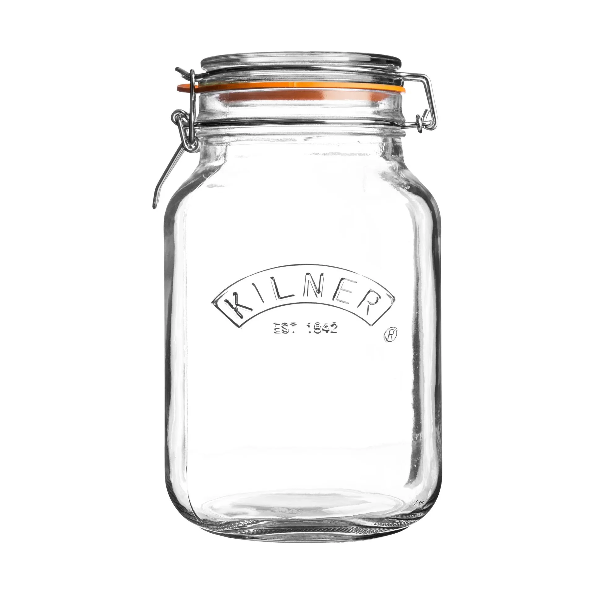 Kilner firkantet konserveringsglass med bøyle, Klar, 2 l Kilner