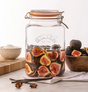 Kilner firkantet konserveringsglass med bøyle - Klar-rustfritt stål, 3 L - Kilner