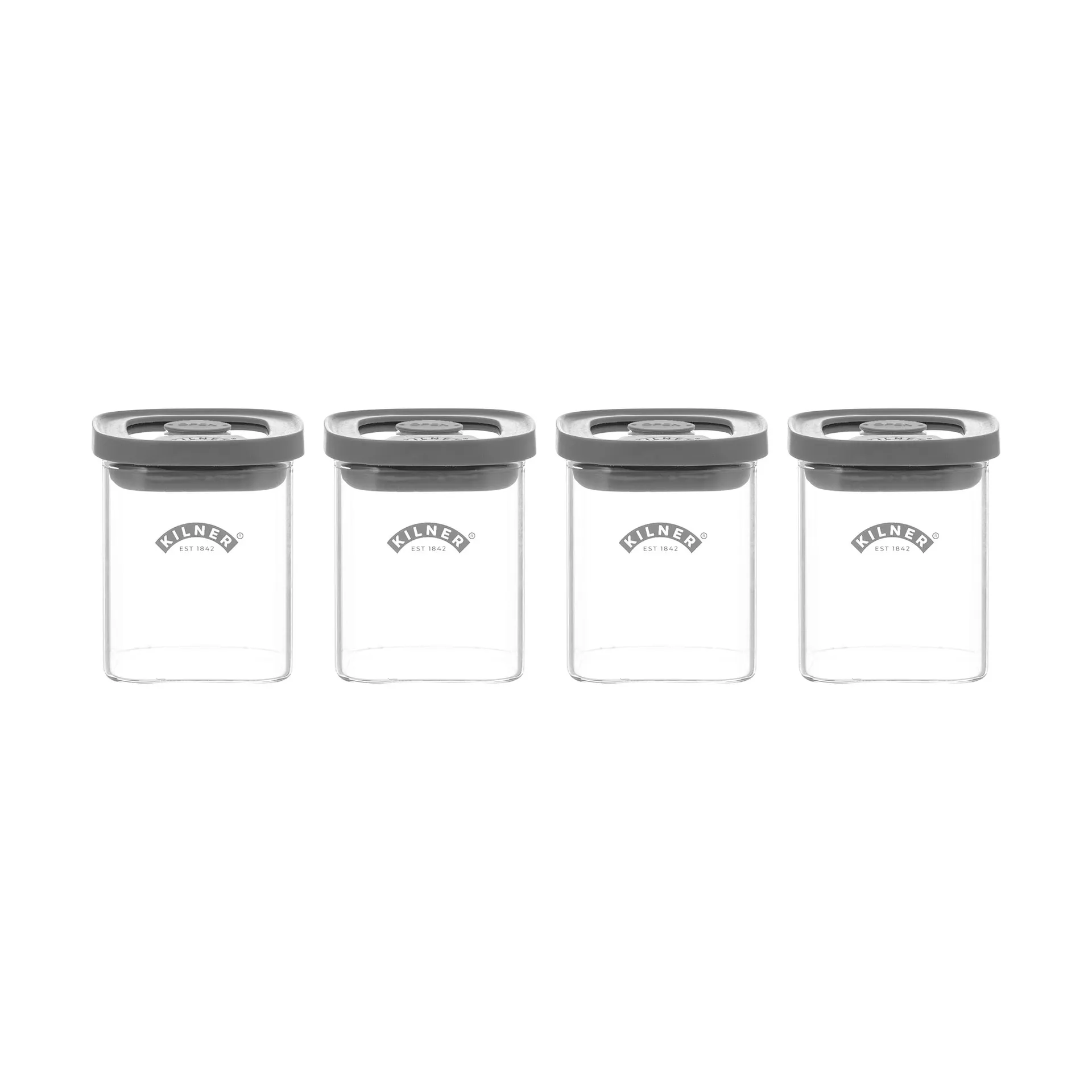 Kilner FRESH krydderkrukker, Klar-grå, 4-pakning, 160 ml Kilner