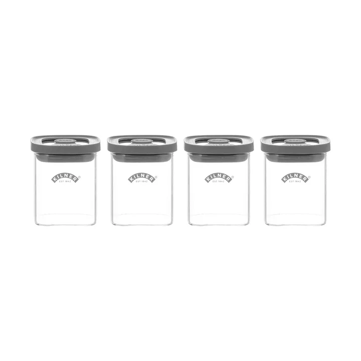 Kilner FRESH krydderkrukker - Klar-grå, 4-pakning, 160 ml - Kilner