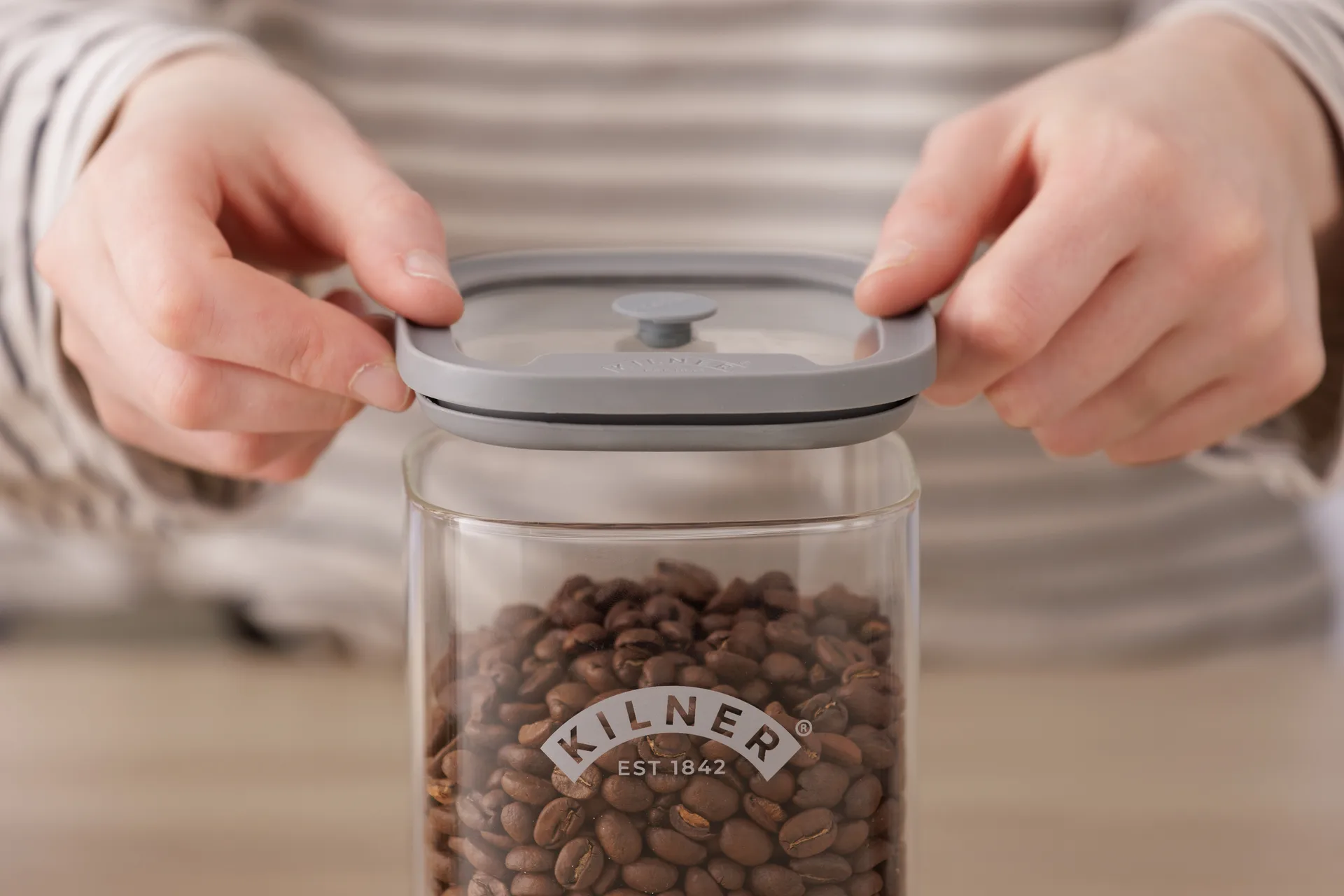Kilner FRESH oppbevaringskrukke, Klar-grå, 1 L Kilner