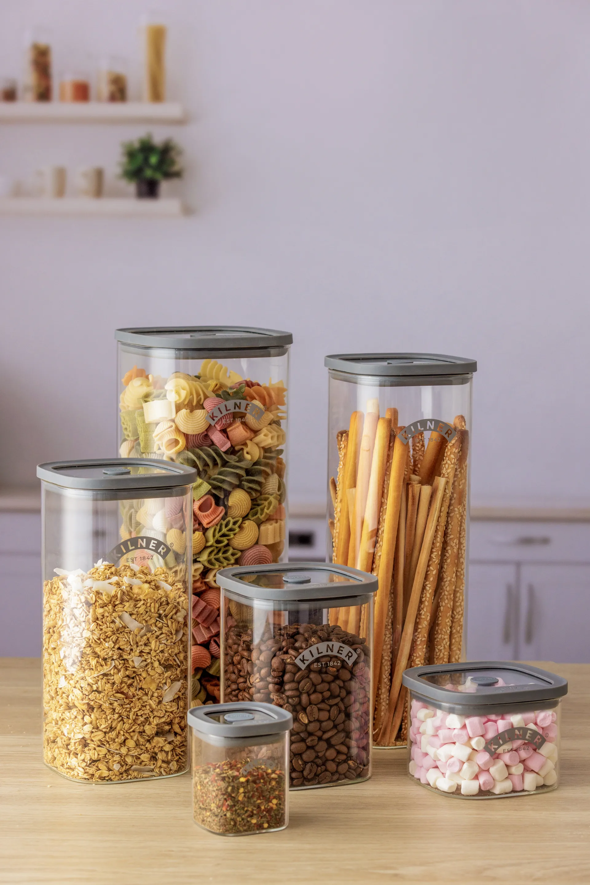 Kilner FRESH oppbevaringskrukke, Klar-grå, 1 L Kilner