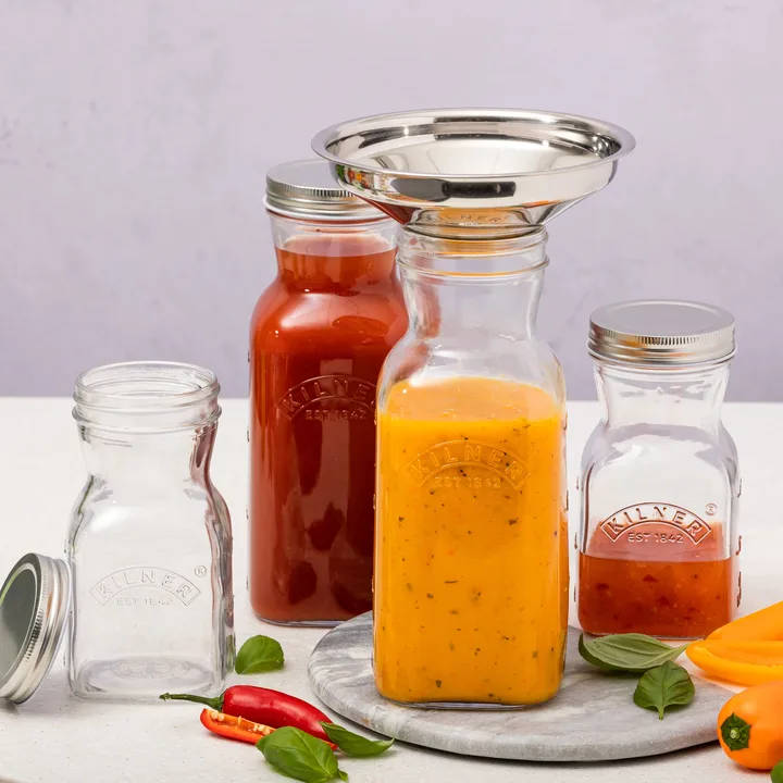 Kilner juice- og sausflaske - Klar-rustfritt stål, 1 L - Kilner