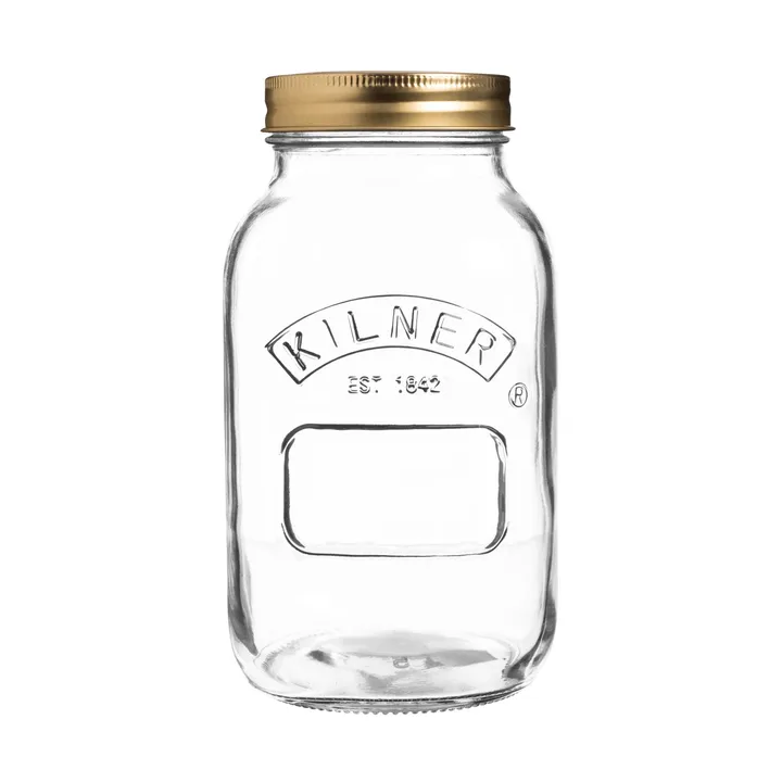 Kilner rund konserveringsglass - Klar-gull, 1 L - Kilner