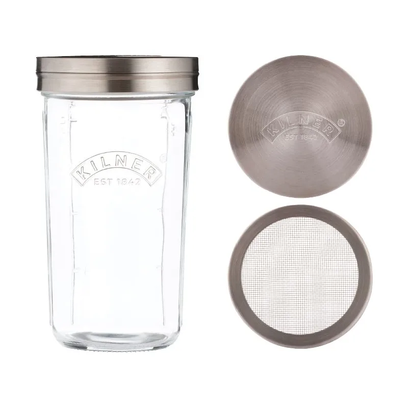 Kilner sikteglass sett, Klar-rustfritt stål, 0,5 L Kilner