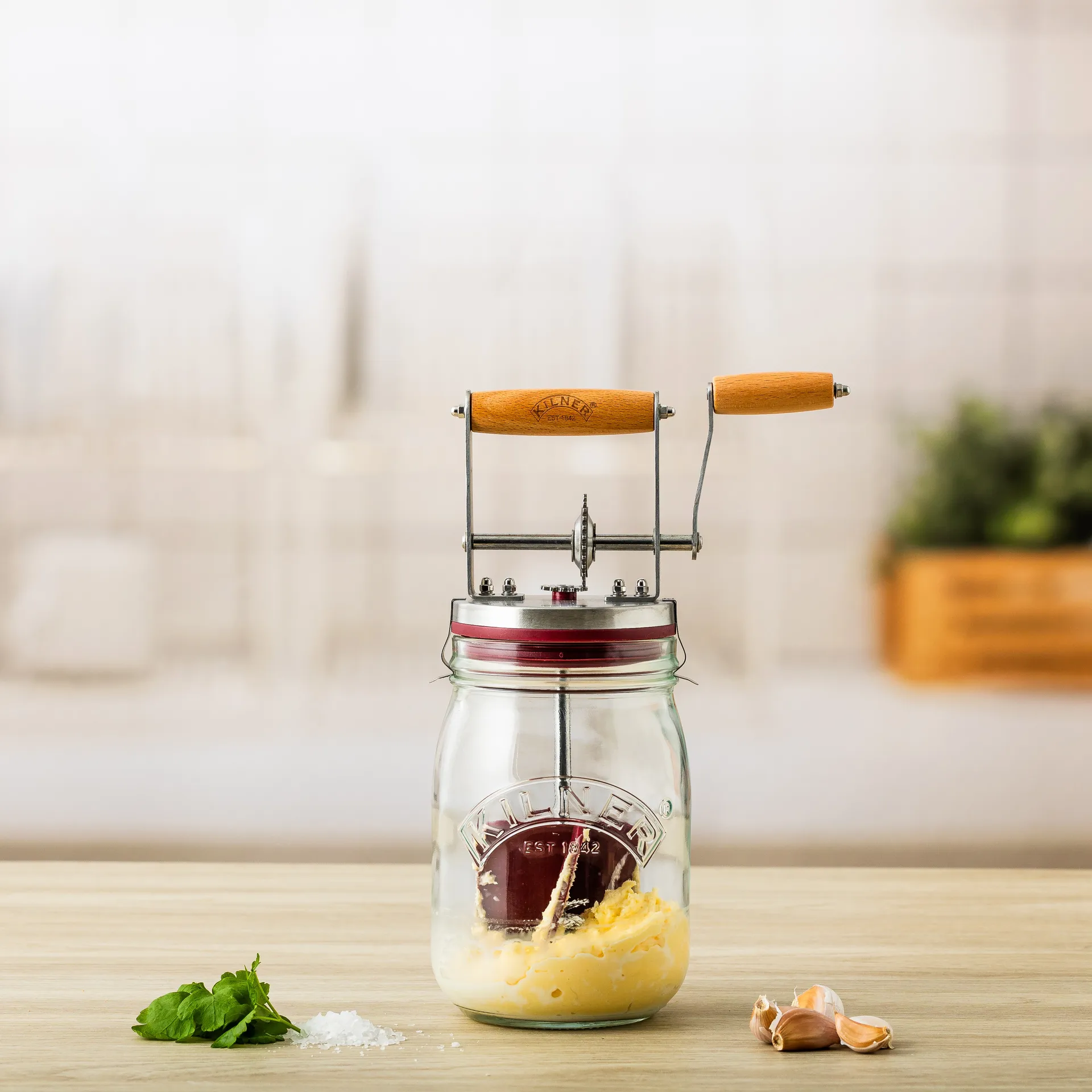 Kilner smørkjerne, Klar-rød, 1 L Kilner