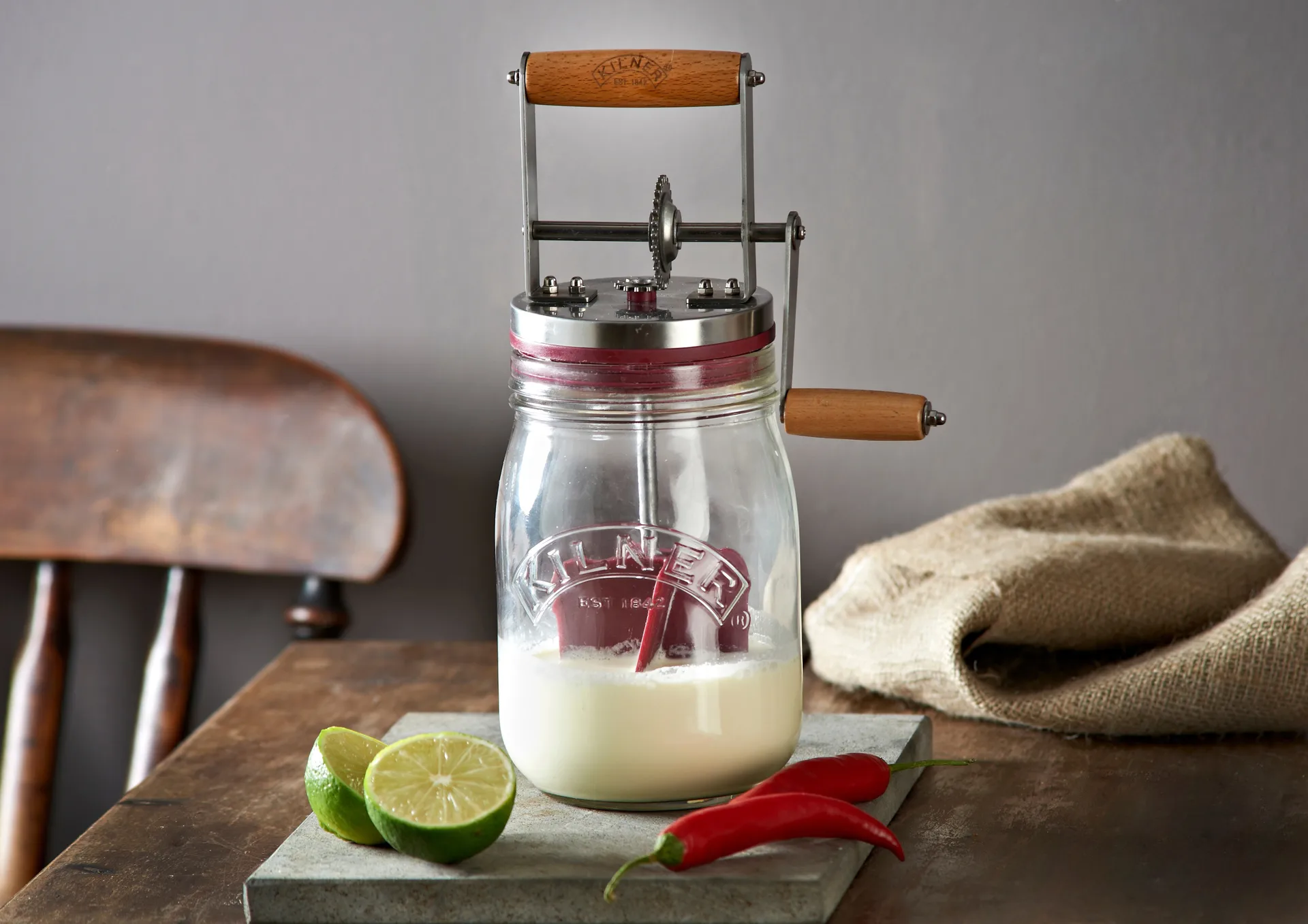 Kilner smørkjerne, Klar-rød, 1 L Kilner