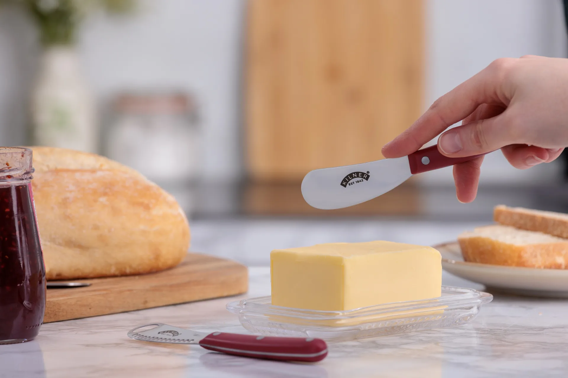Kilner smørkniv sett, Rød-rustfritt stål Kilner