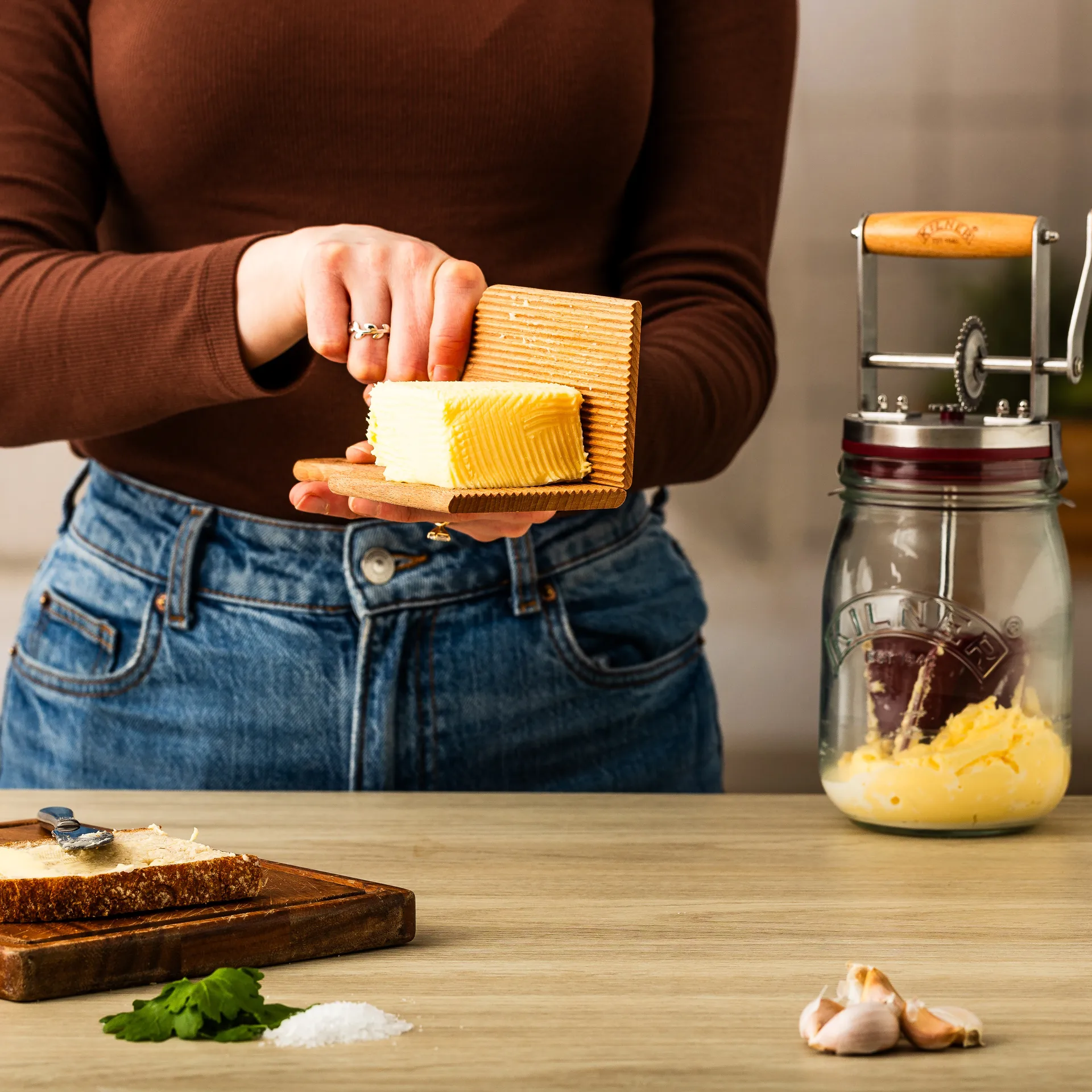 Kilner smørspade, Lyst tre, 2-pakning Kilner