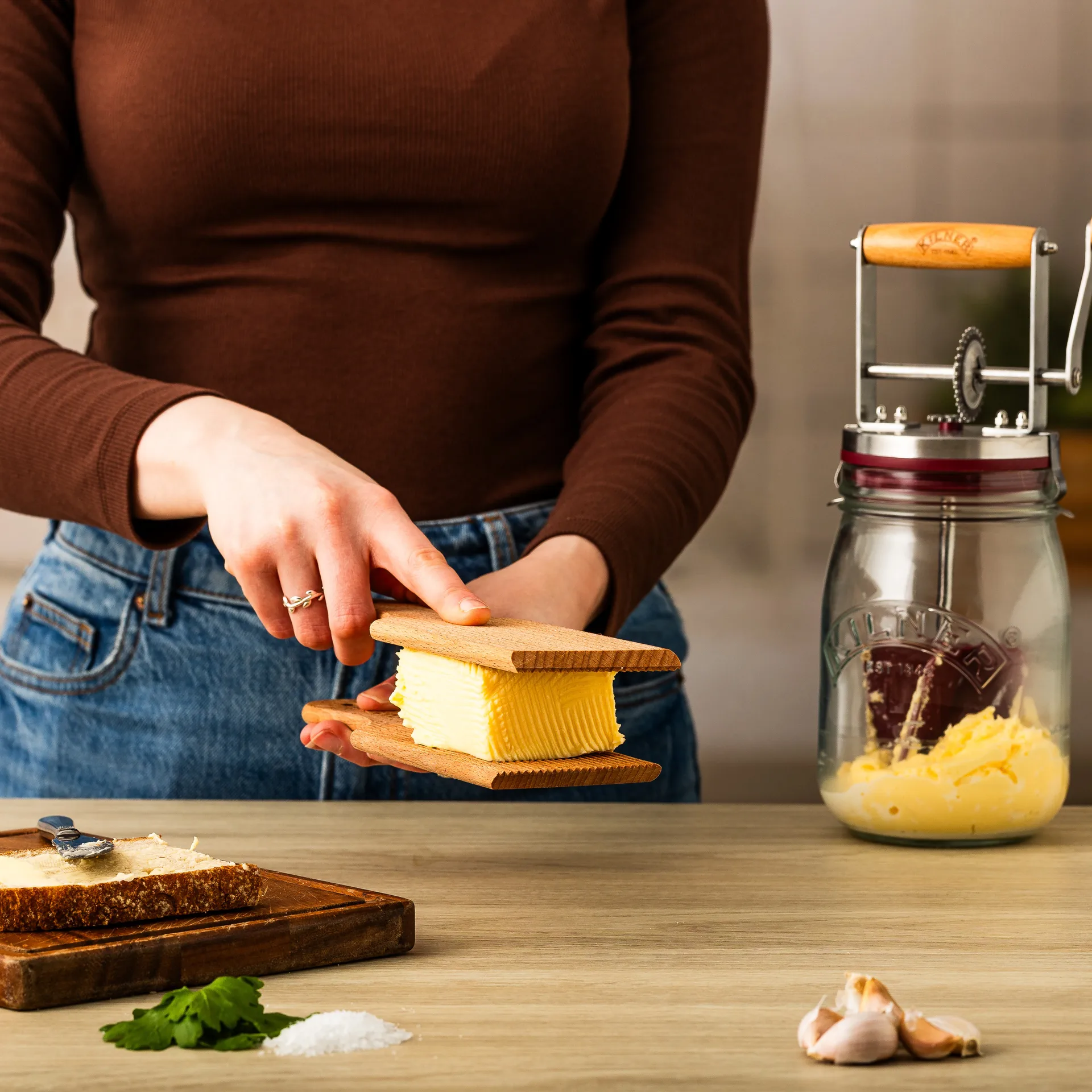 Kilner smørspade, Lyst tre, 2-pakning Kilner