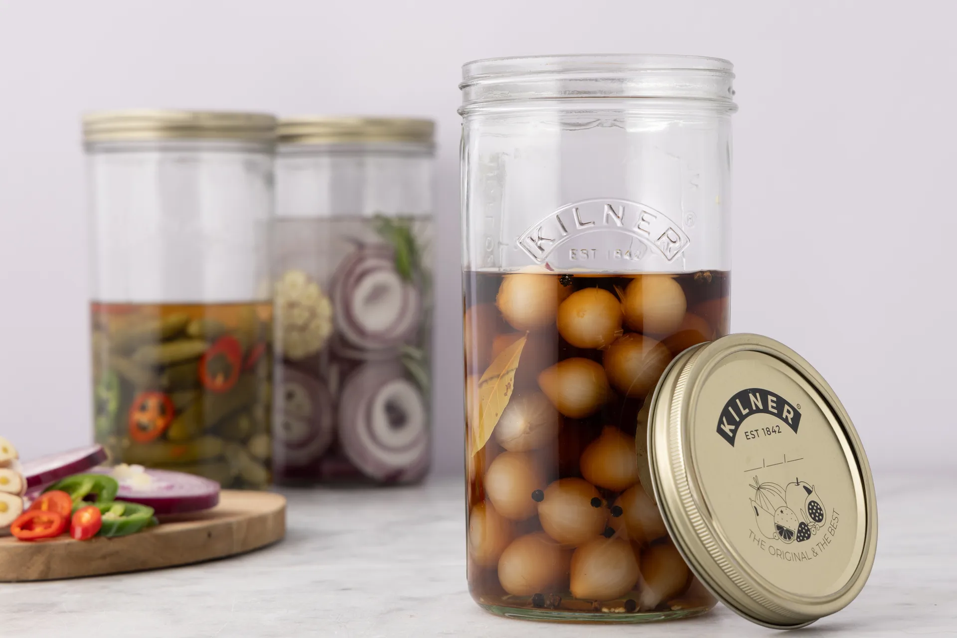 Kilner WIDE konserveringsglass, Klar-gull, 1 L Kilner