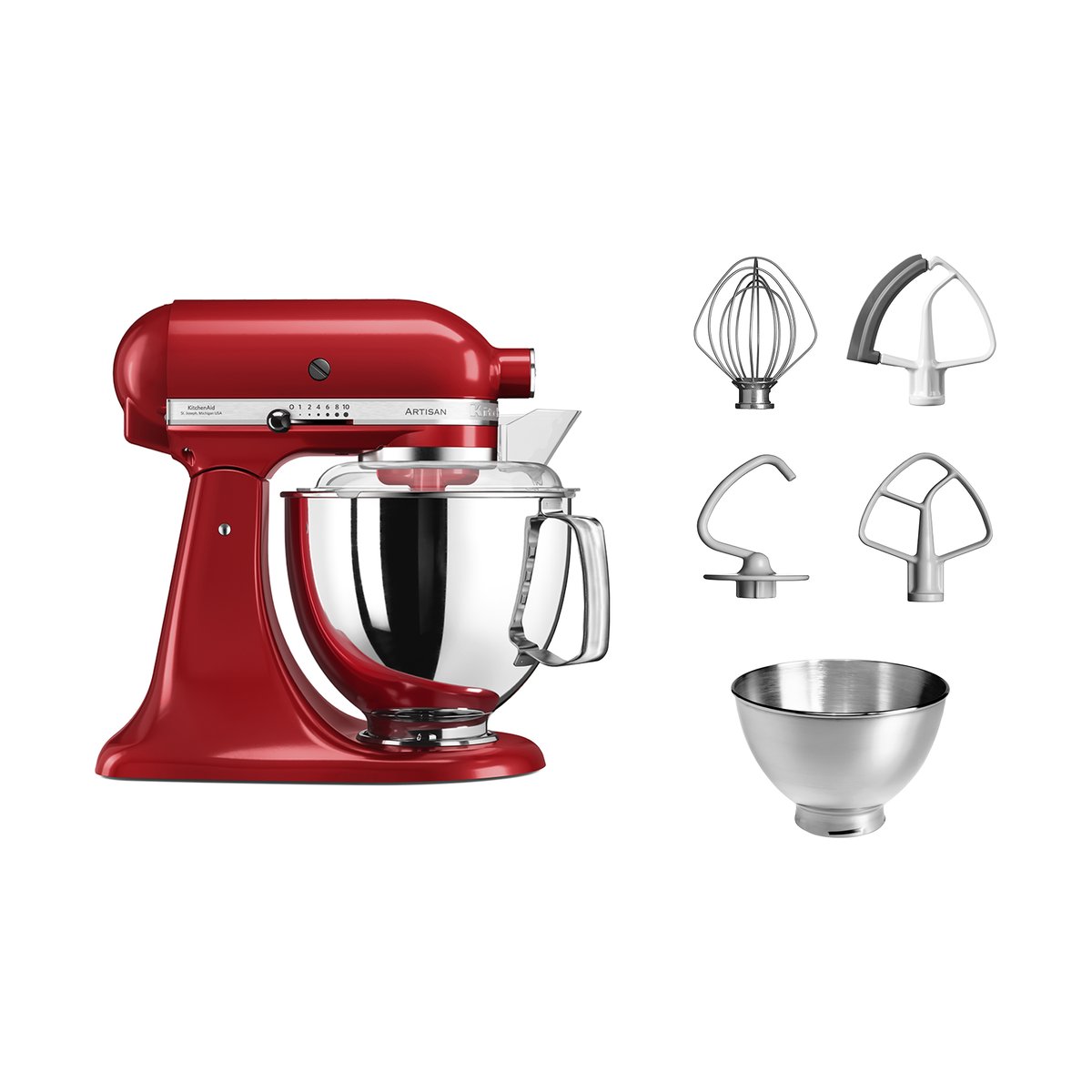 KitchenAid Artisan 5KSM175 kjøkkenmaskin med ekstra tilbehør 4,8 L Empire red