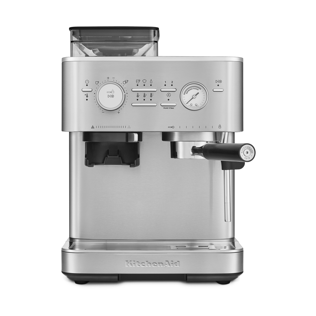 Espressomaskin med kaffekvern, stainless steel