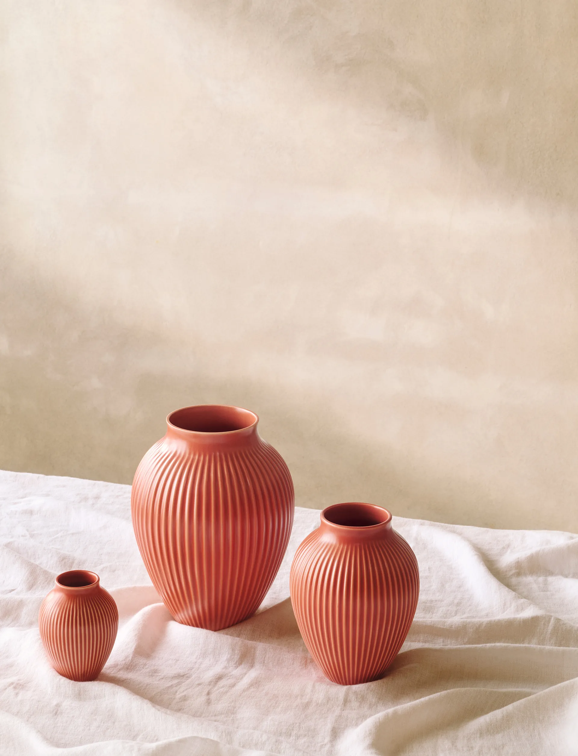 Knabstrup riflet vase 12,5 cm, Coral Knabstrup Keramik