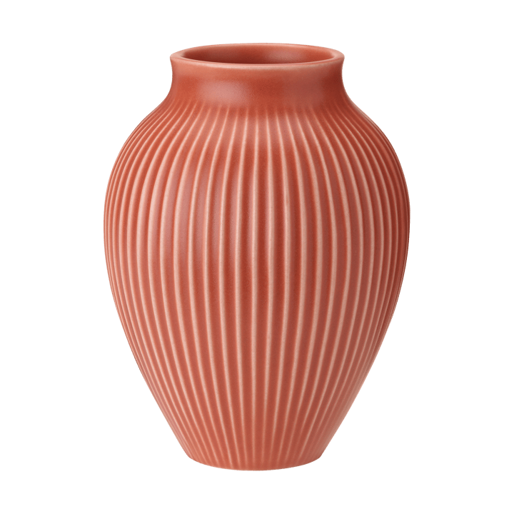 Knabstrup riflet vase 20 cm - Coral - Knabstrup Keramik