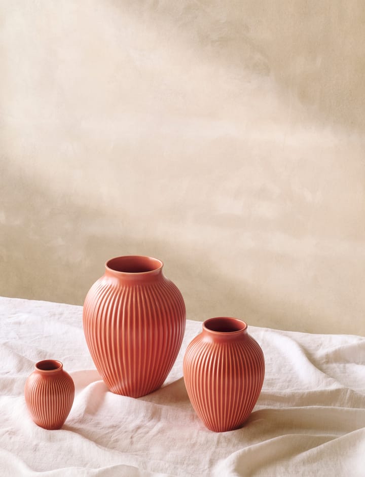 Knabstrup riflet vase 20 cm, Coral Knabstrup Keramik