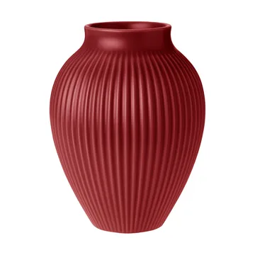Knabstrup riflet vase 20 cm - Soft cherry red - Knabstrup Keramik