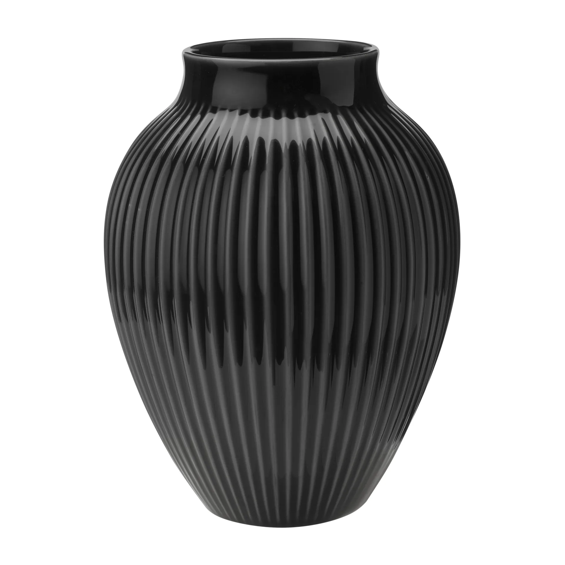 Knabstrup riflet vase 20 cm, Svart Knabstrup Keramik