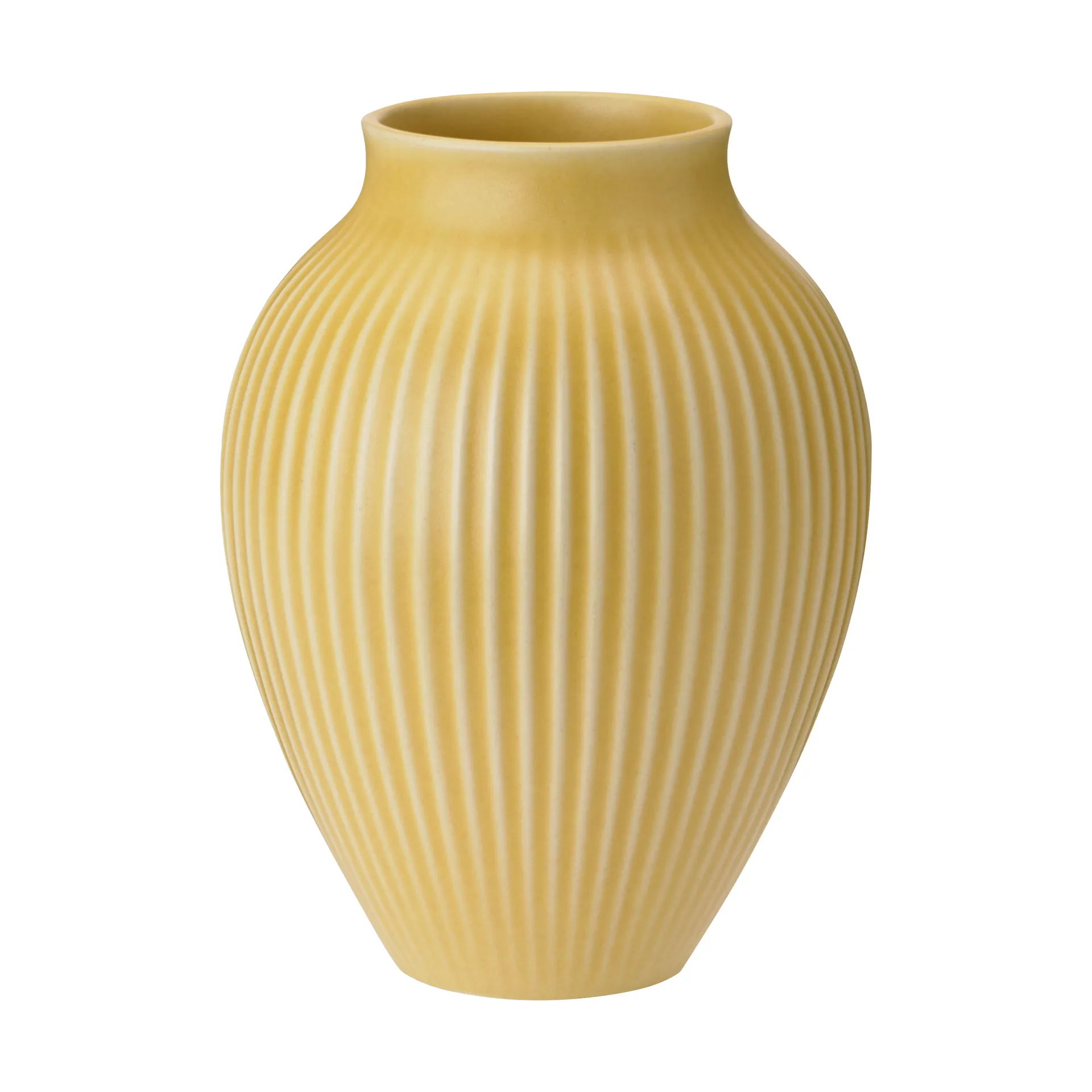 Knabstrup riflet vase 20 cm, Yellow Knabstrup Keramik