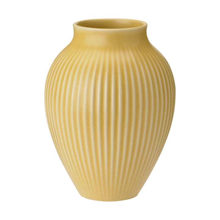 Knabstrup riflet vase 20 cm - Yellow - Knabstrup Keramik