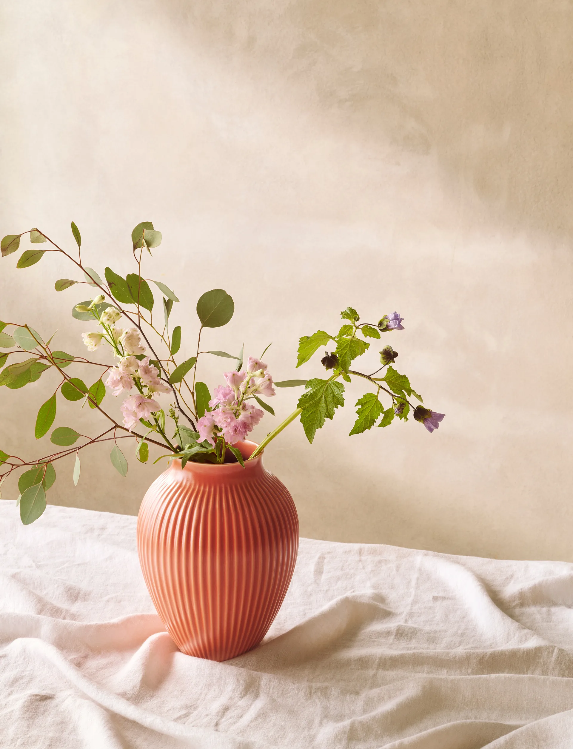 Knabstrup riflet vase 27 cm, Coral Knabstrup Keramik