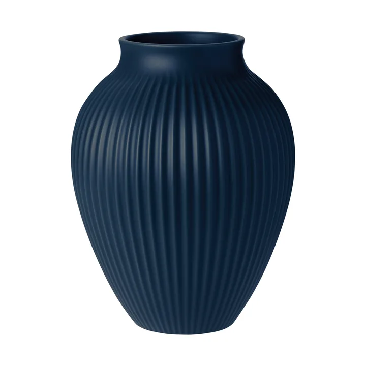 Knabstrup riflet vase 27 cm - Dark blue - Knabstrup Keramik