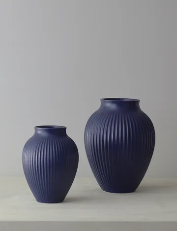 Knabstrup riflet vase 27 cm - Dark blue - Knabstrup Keramik