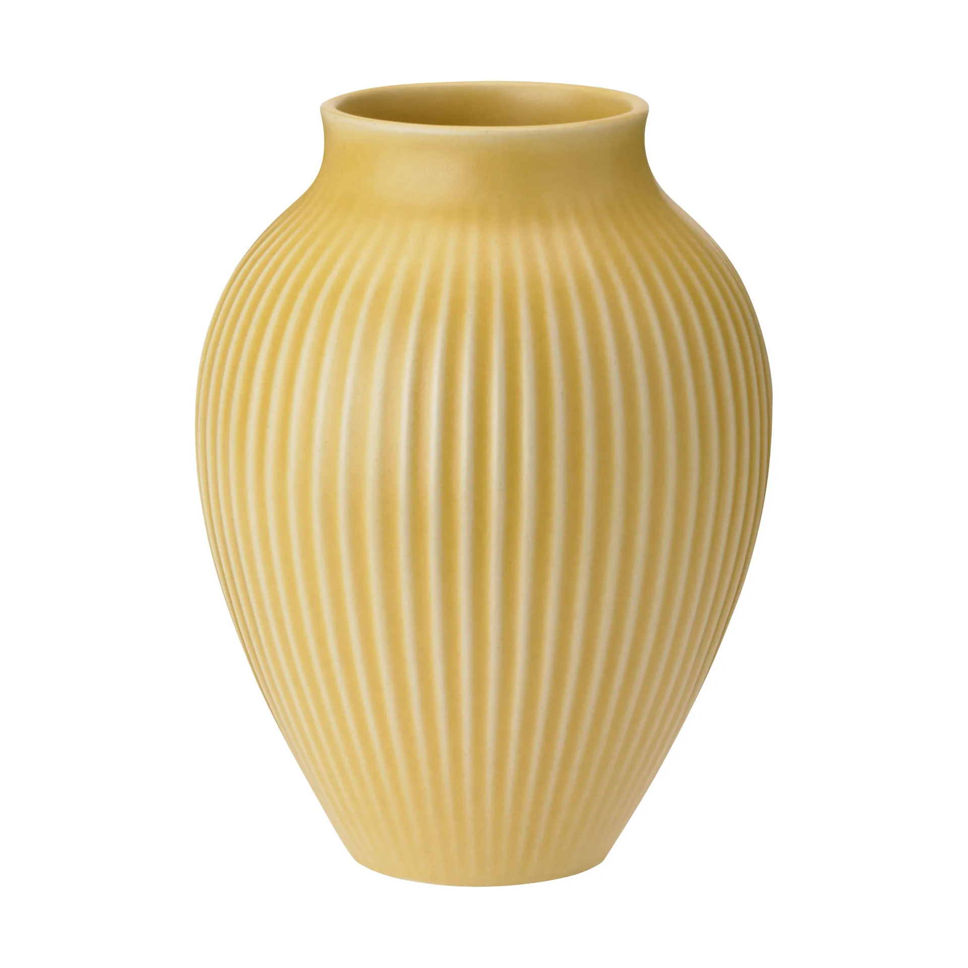 Knabstrup riflet vase 27 cm, Yellow Knabstrup Keramik