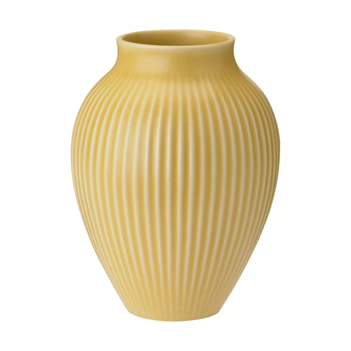 Knabstrup riflet vase 27 cm - Yellow - Knabstrup Keramik