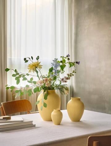 Knabstrup riflet vase 27 cm - Yellow - Knabstrup Keramik