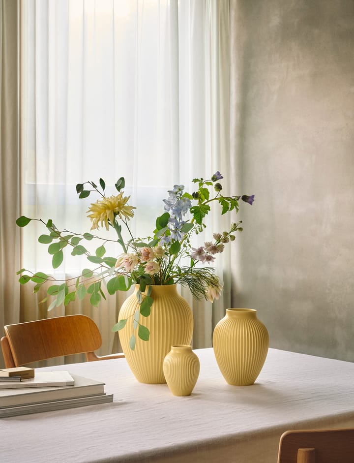 Knabstrup riflet vase 27 cm, Yellow Knabstrup Keramik