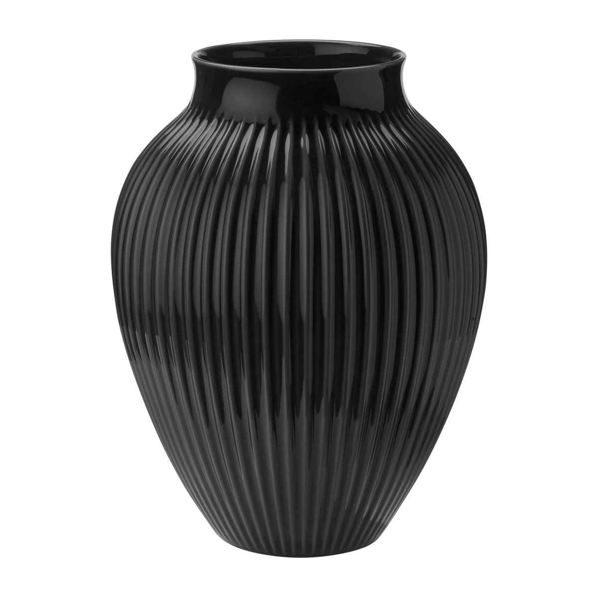 Knabstrup Keramik Knabstrup vase riflet 35 cm Svart