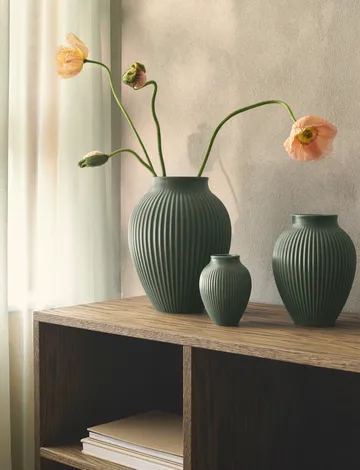 Knabstrup vase ripple matt celadon green - 12,5 cm - Knabstrup Keramik
