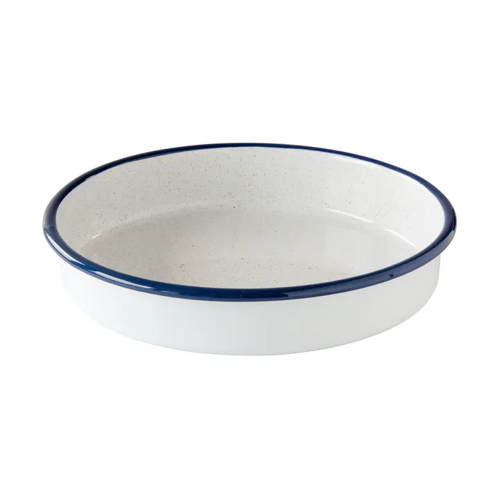 Kockums ildfast form - Kockums white-blå, rund, Ø28 cm - Kockums Jernverk