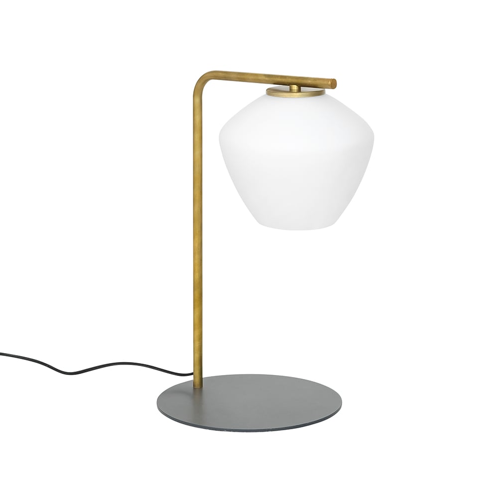 Konsthantverk DK bordlampe ubehandlet messing/matt hvit