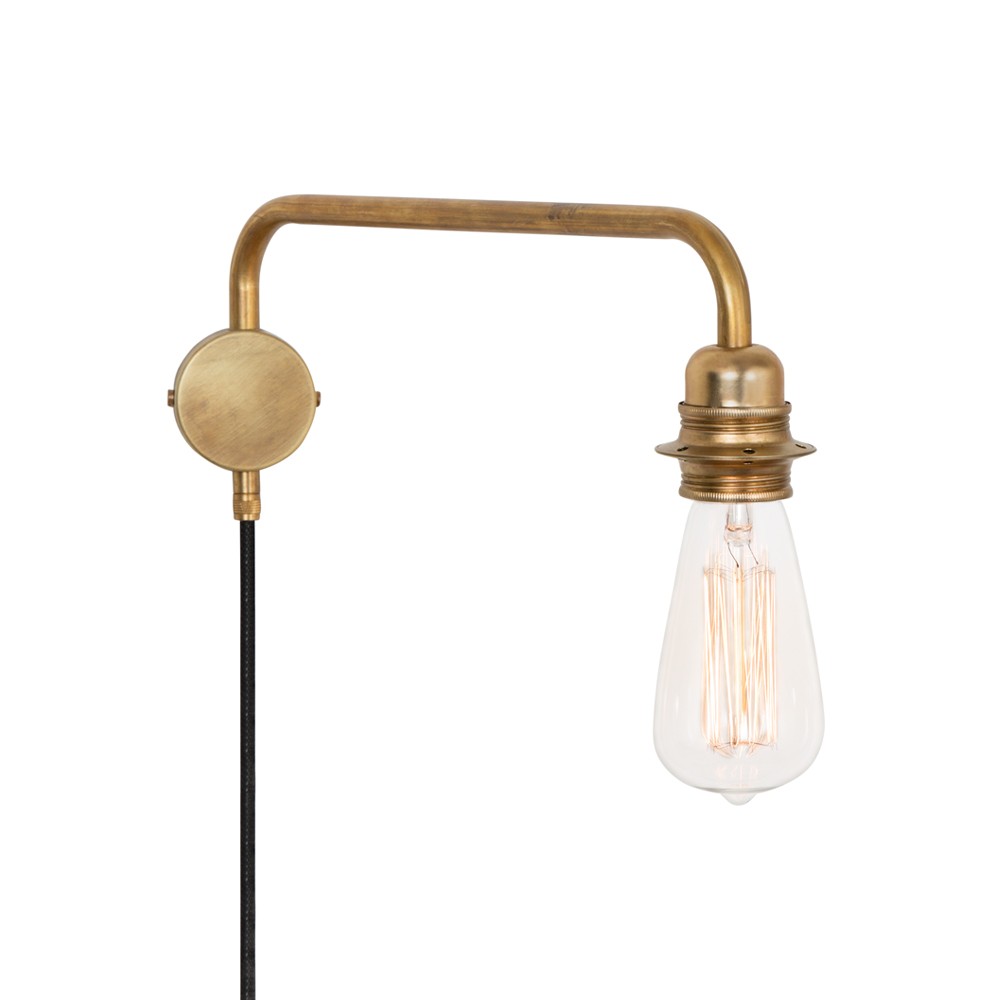 Edison vegglampe arm ned messing ubehandlet