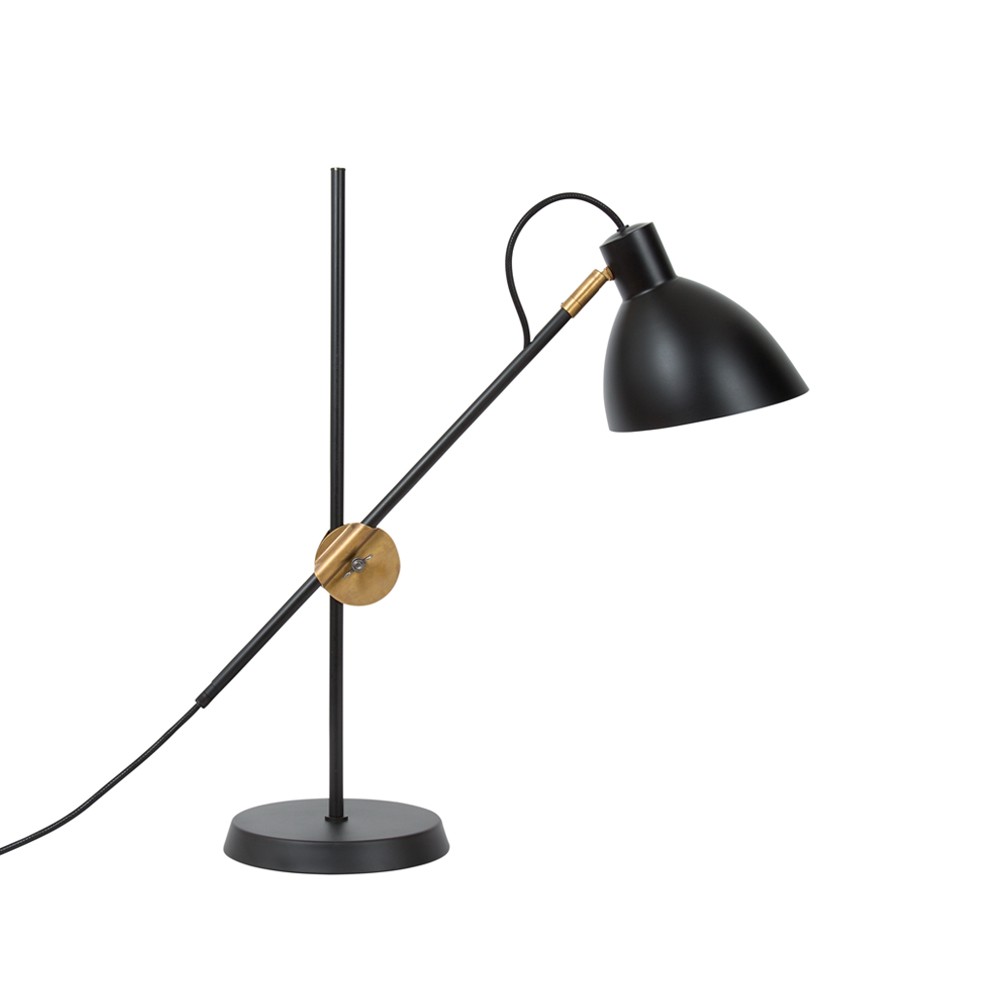 Konsthantverk KH1 bordlampe sort matt, ubehandlet messing